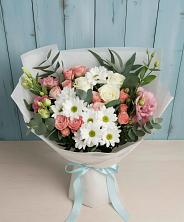 Букет цветов из:  Розы, Лизиантусы и Хризантемы в Вишневогорске
