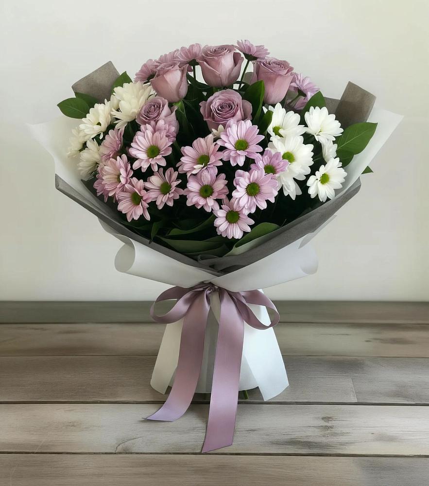 Букет цветов из: Хризантемы и Розы в Вишневогорске