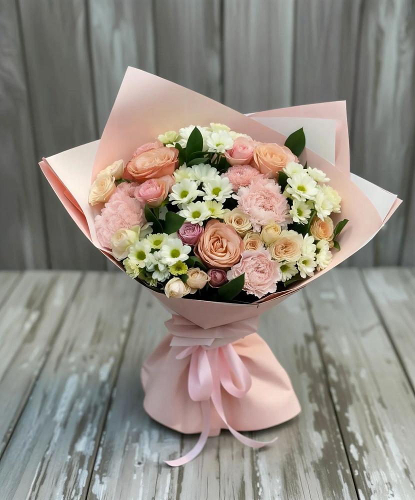 Букет цветов из: Гвоздики, Розы и Хризантемы в Вишневогорске