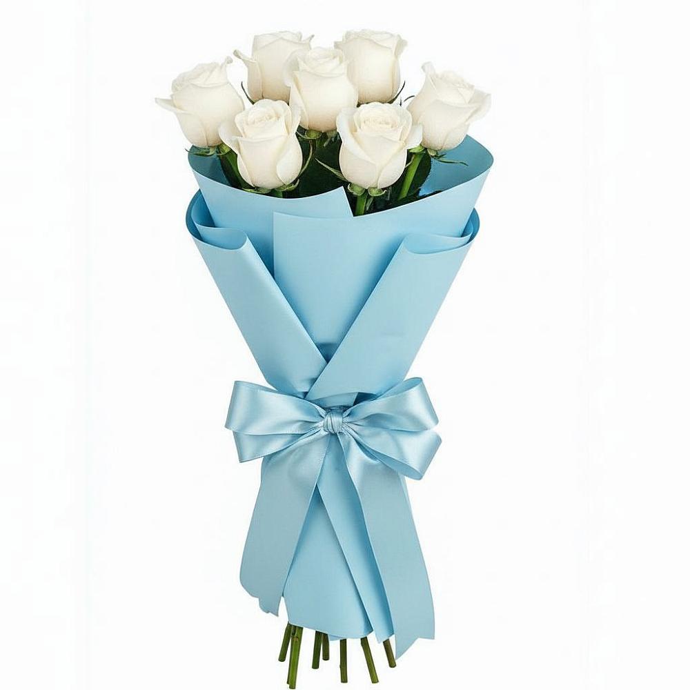 Букет 7 белых роз Проуд в Вишневогорске