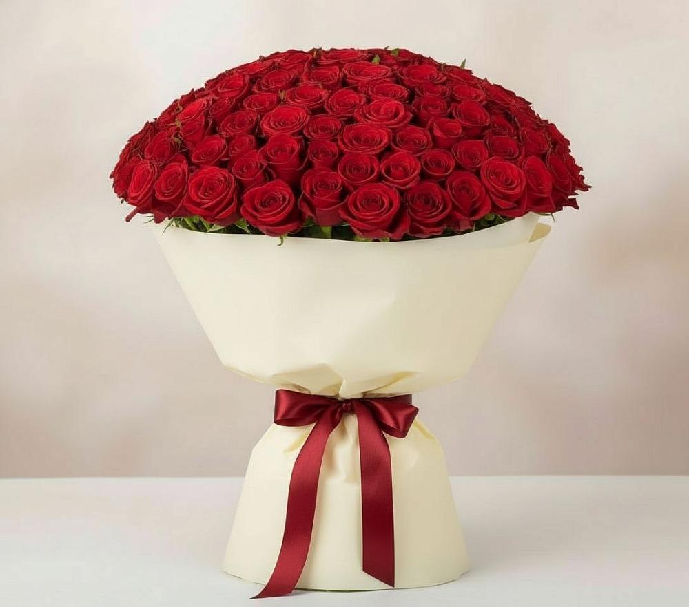 Букет 101 Красная роза Милано в Вишневогорске