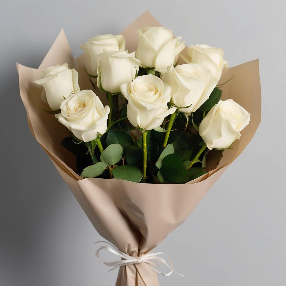 Букет 9 Белых роз Эдлесс Лав в Вишневогорске