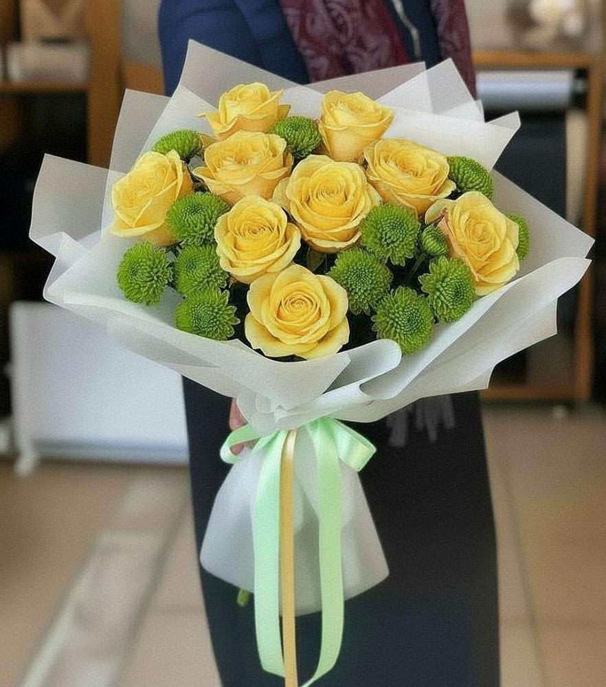 Букет цветов из: Хризантемы и Розы в Вишневогорске