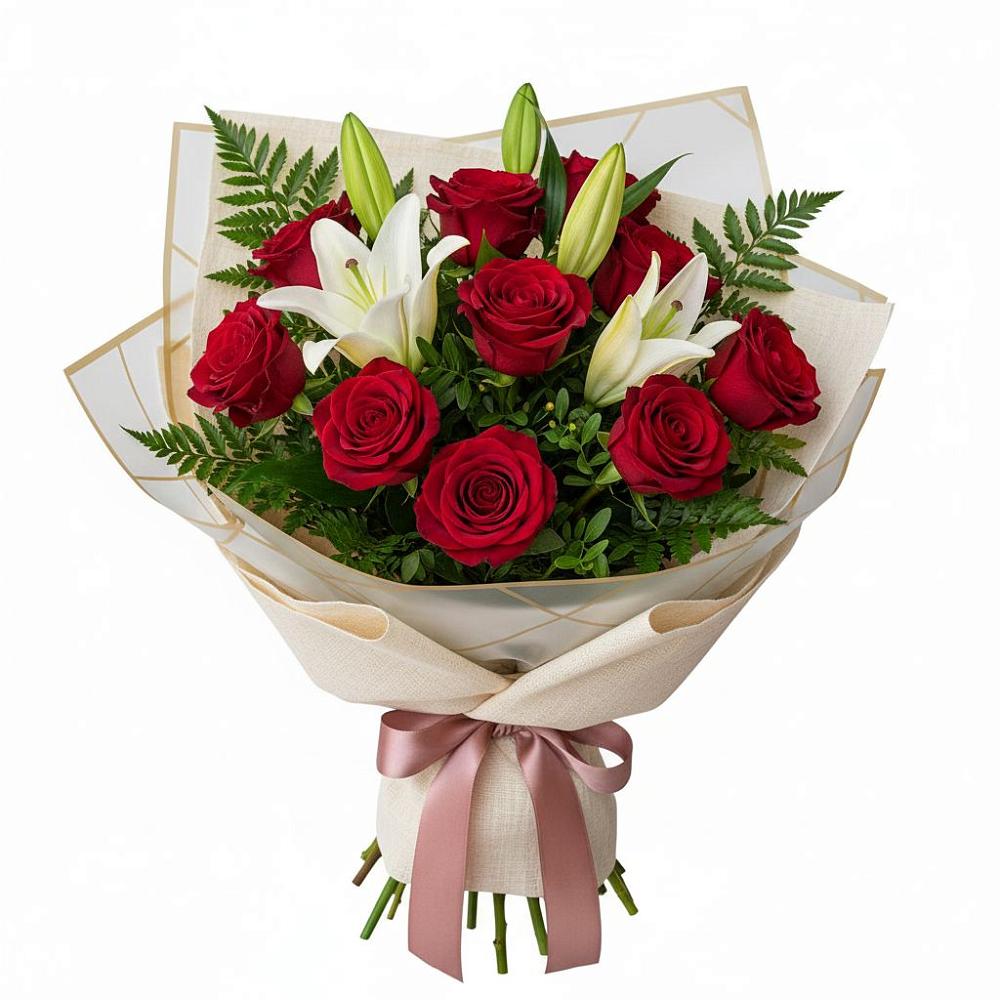 Букет цветов из: Лилии и Розы в Вишневогорске