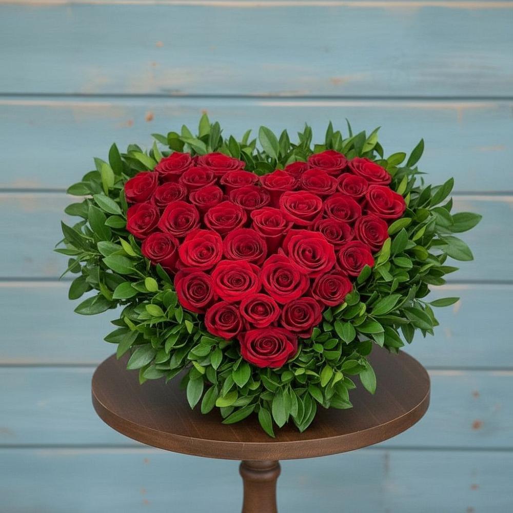 Цветочная композиция из Розы в виде сердца в Вишневогорске