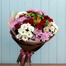 Букет цветов из:  Розы, Хризантемы и Альстромерии в Вишневогорске