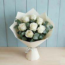 Букет Белые розы в Эвкалипте #REPLACE_PRED# Вишневогорске